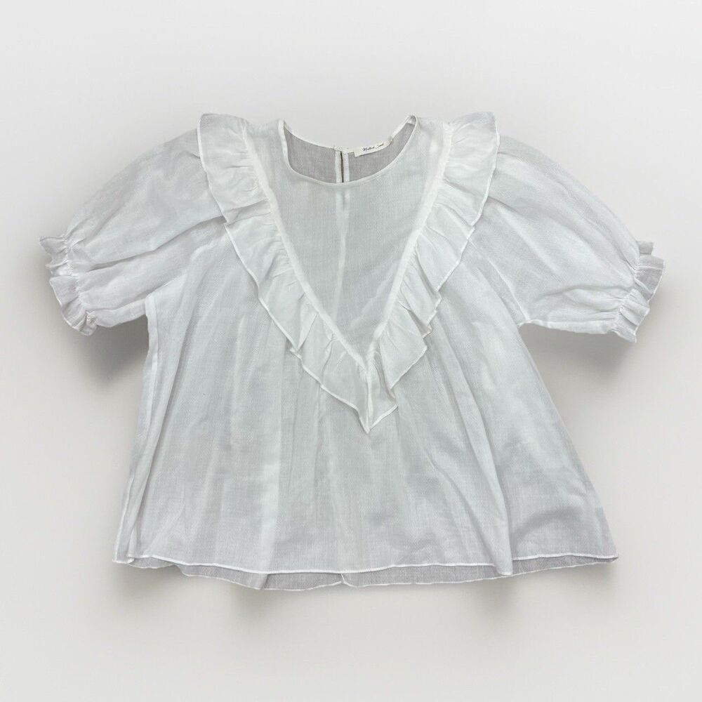 Mustard Seed Blouse Womens Size Large White Ruffle Sleeve Minimalist Chic Boho